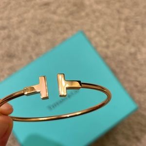 Tiffany t wire bracelet rose gold size small excellent condition $2200+tax